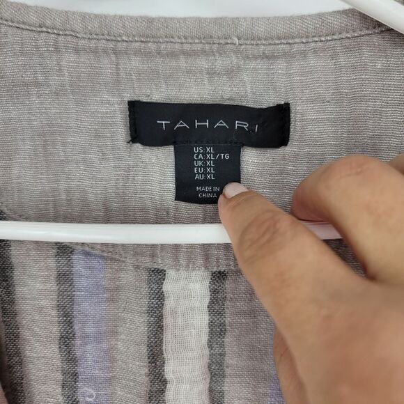 Tahari linen blend unstructured jacket gray taupe - Picture 6 of 7